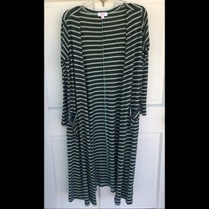 LuLaRoe Sarah Teal & Dark Grey Long Line Open Cardigan Duster | Size Small